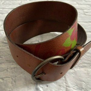 HOLLISTER Leather Belt sz XS/S 2" Hardware Brown